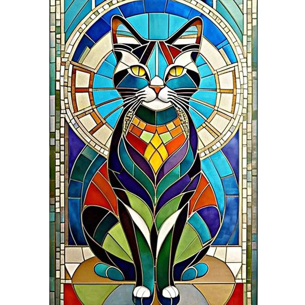 colorful cat diy cross stitch