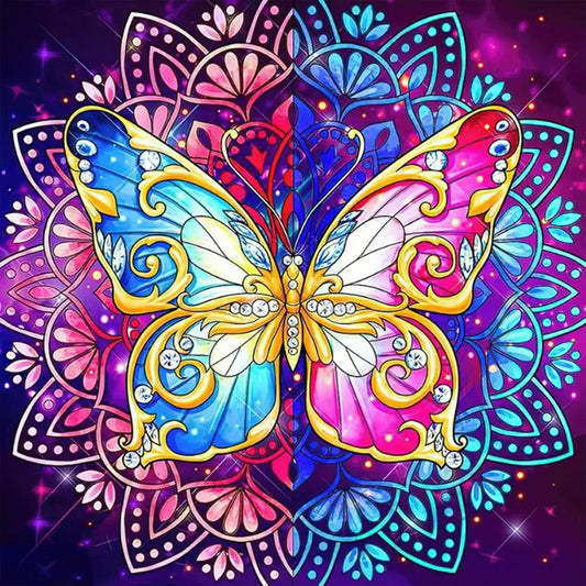 Diamond Painting - Full Round / Square - Colorful Flower Butterfly