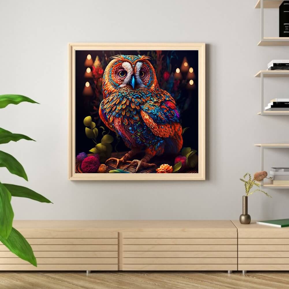 colorful owl diamond art kit