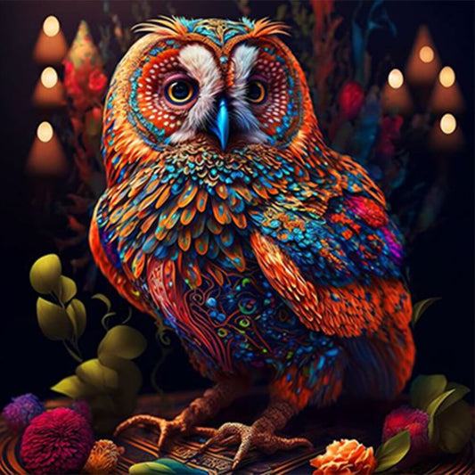 colorful owl diamond painting kit