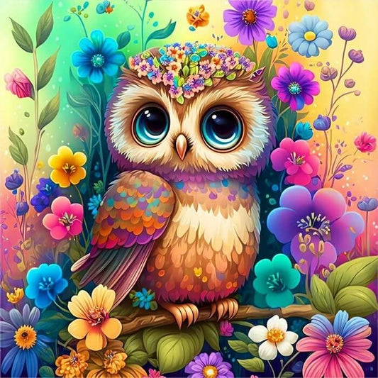 Colorful Owl 5D DIY Floral Diamond Painting