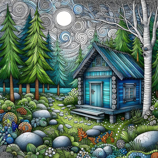 Abstract Countryside House Diamond Painting Kit