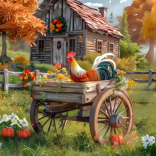 Countryside Rooster Diamond Painting