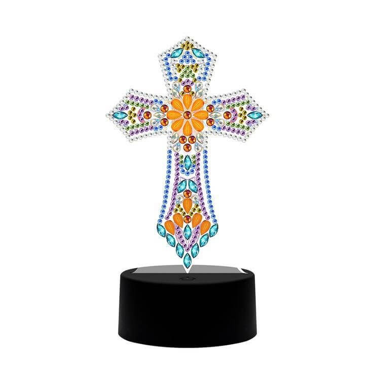 DIY Cross Religion Diamond Painting Led Table Lamp Ornament
