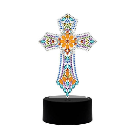 DIY Cross Religion Diamond Painting Led Table Lamp Ornament