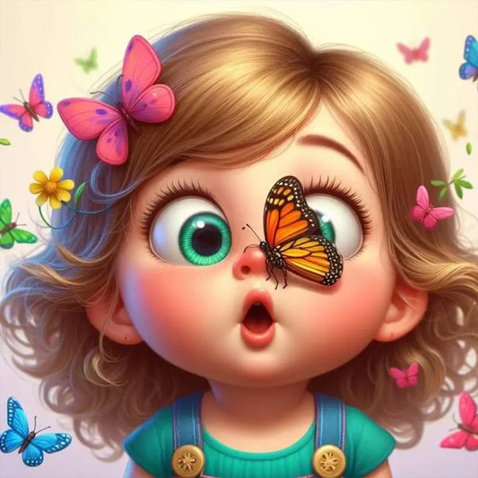 5D DIY Diamond Painting - Full Round / Square - Cute Girl And Butterfly D