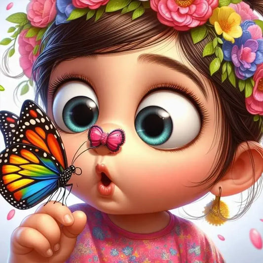 Cute Girl And Butterfly 5D DIY Diamond Painting