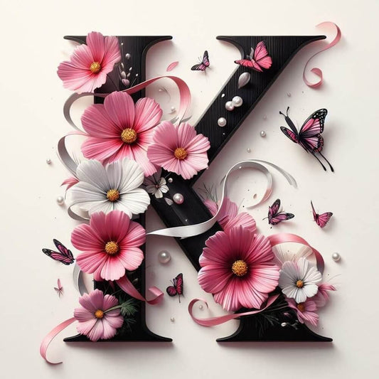 daisy butterfly letter k diamond art kit