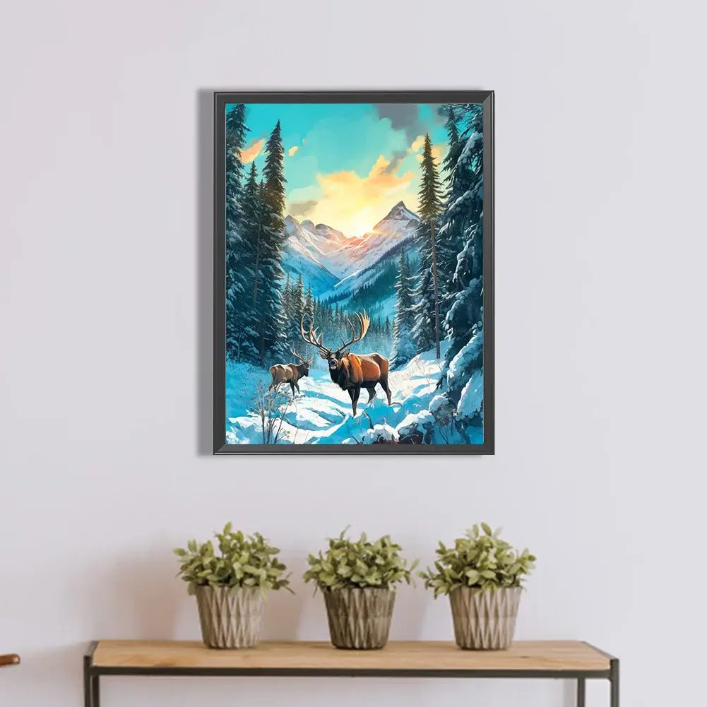 Deers & Snow Mountain Diamond Painting