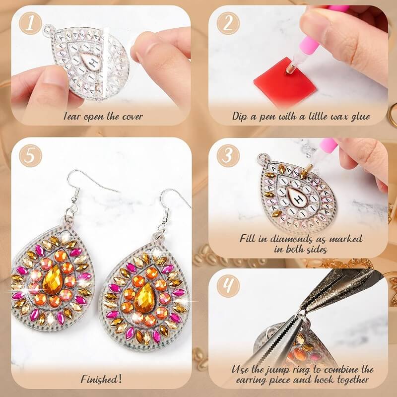 Diamond Painting Earrings DIY Steps