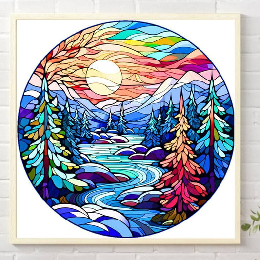 5D DIY Diamond Painting Kit - Full Round / Square - Forest Stained Glass