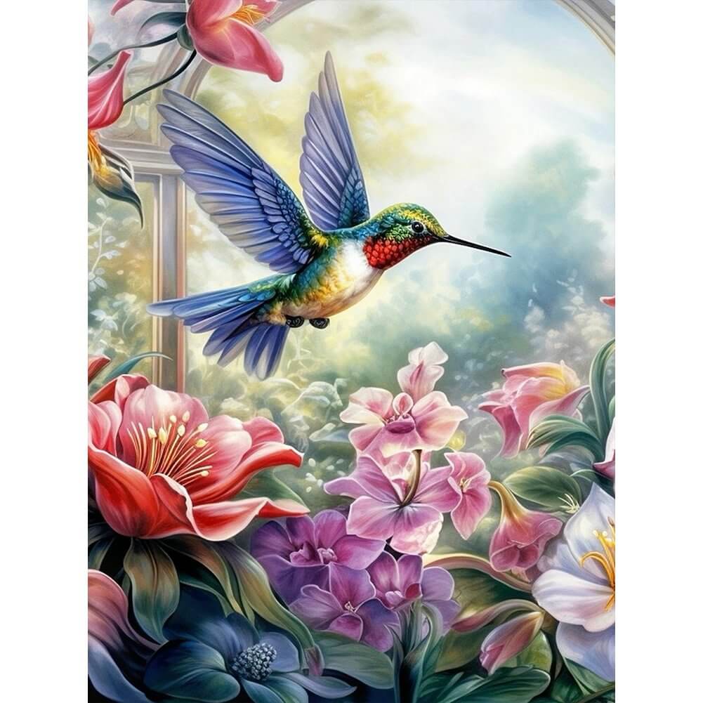 DIY Diamond Painting - Full Round / Square - Flying Bird & Flowers