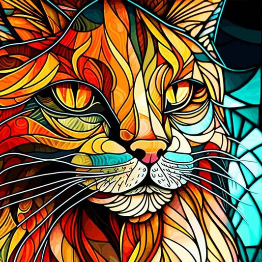 diamond painting full drill stained glass cat
