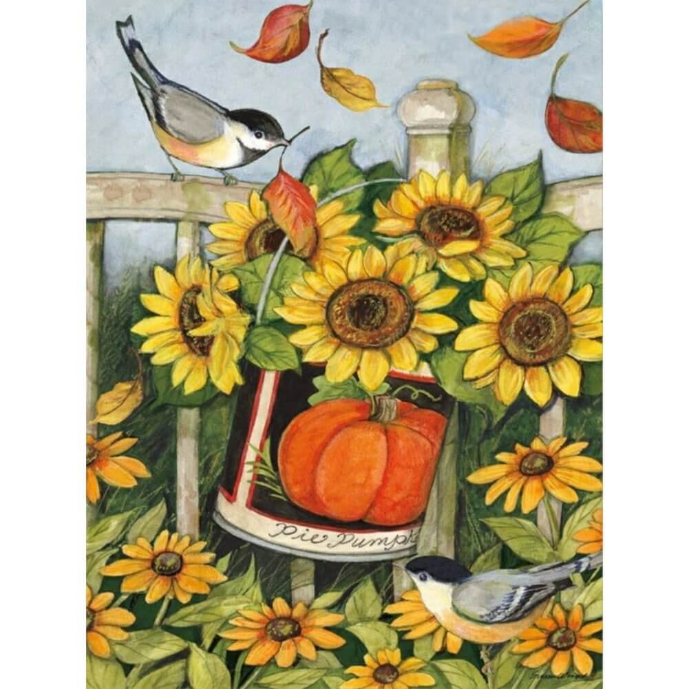 Diamond Painting - Full Round / Square - Thanksgiving Harvest Sunflower Pumpkin