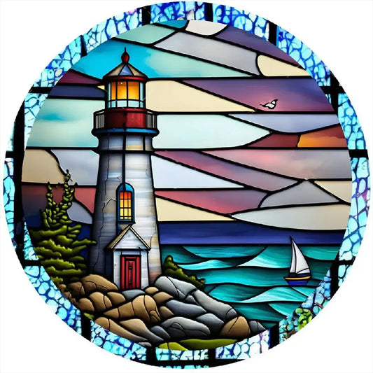 Stained Glass Lighthouse Diamond Painting art