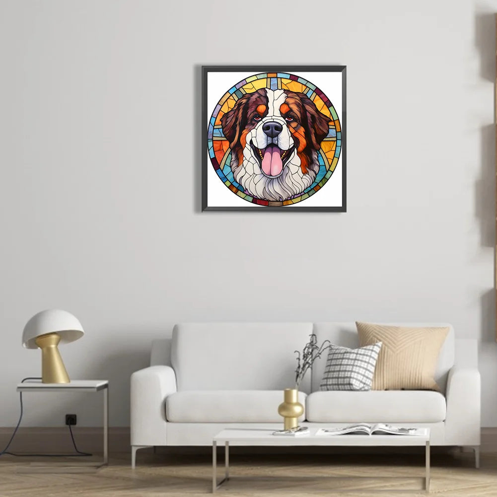 diamond painting stained glass dog