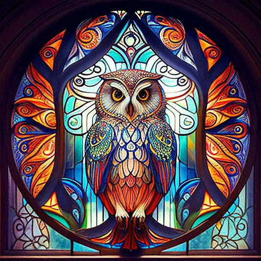 diamond painting stained glass owl kit