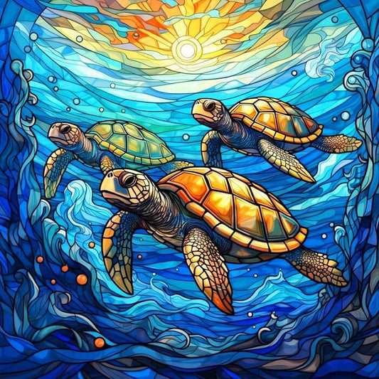 diamond painting stained glass turtle