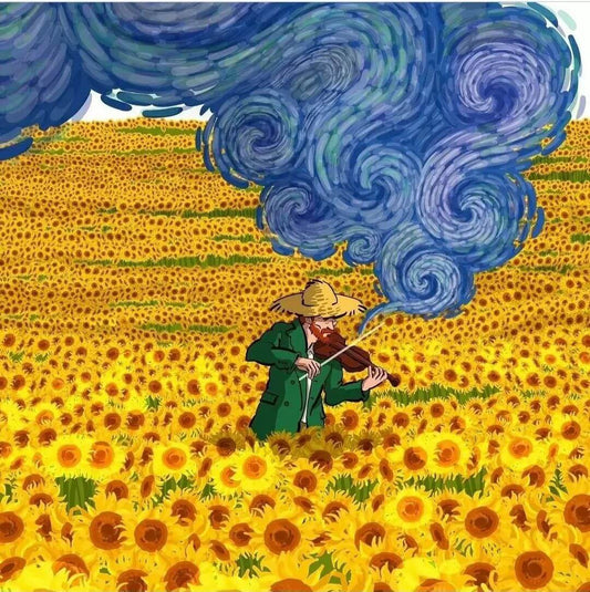 Diamond painting - Full Round / Square - Van Gogh Plays Violin in Sunflower Field