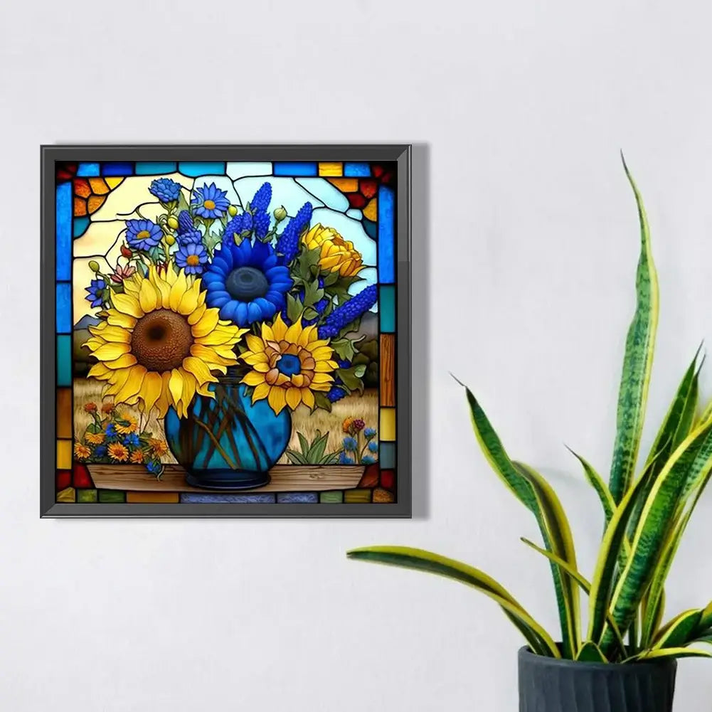 Stained Glass Sunflower Vase Diamond Painting