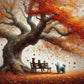 Sitting Under Autumn Tree Diamond Art Kit