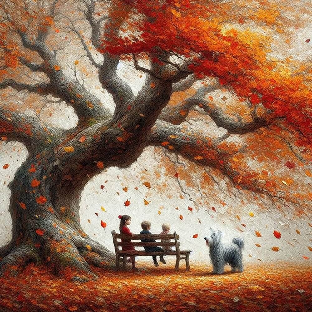 Sitting Under Autumn Tree Diamond Art Kit