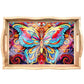 Butterfly Diamond Painting Wooden Serving Tray with Handle