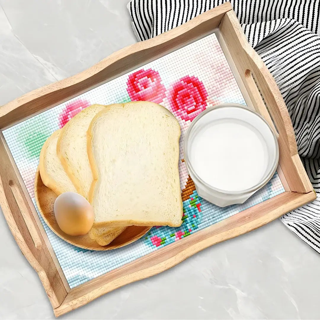 Cakes Diamond Painting Decor Wooden Food Serving Tray