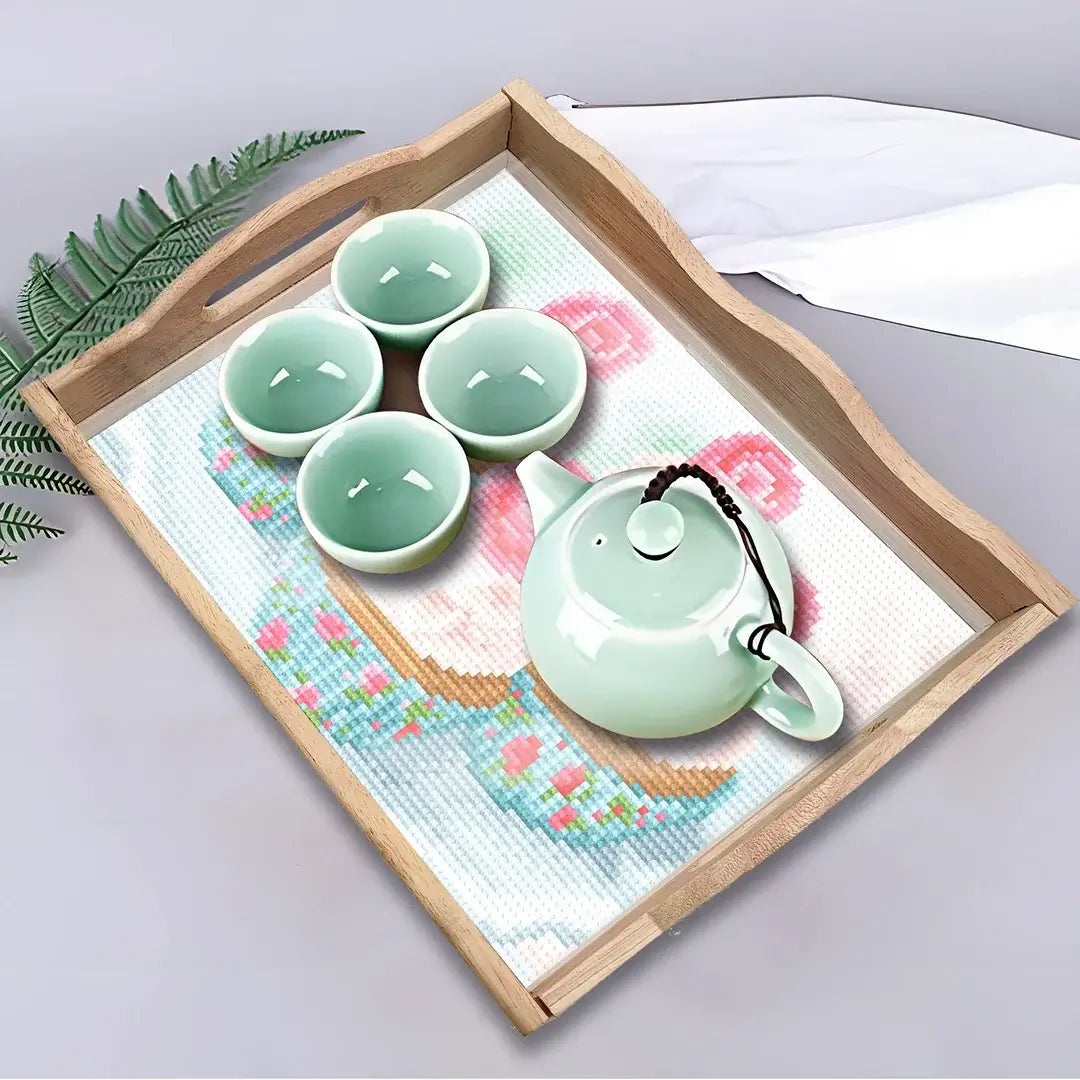 DIY Cakes Diamond Painting Decor Wooden Food Serving Tray