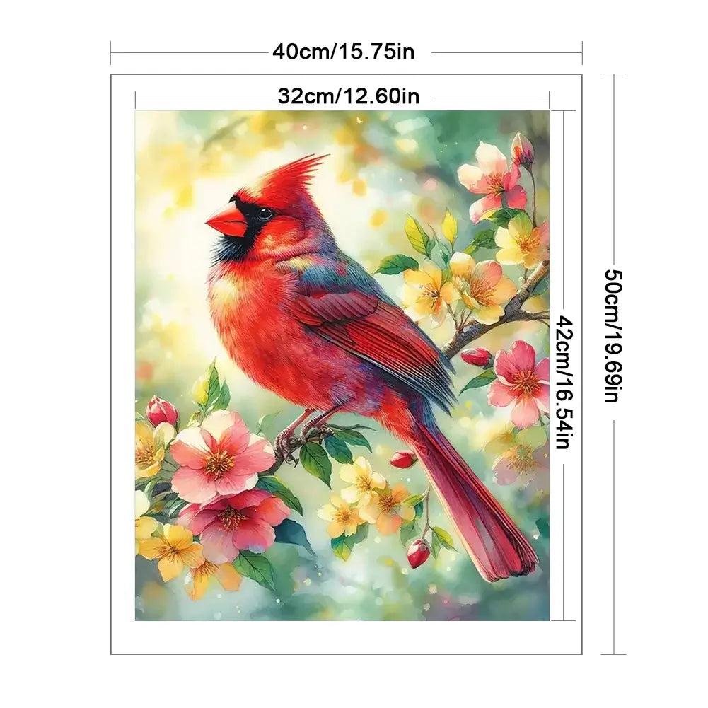 Cardinal On Branch 11ct Stamped Cross Stitch Size