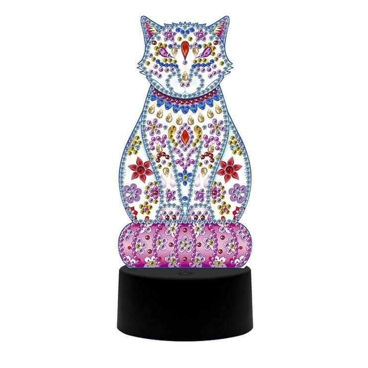 DIY Cat Diamond Painting Led Table Lamp Ornament Kit