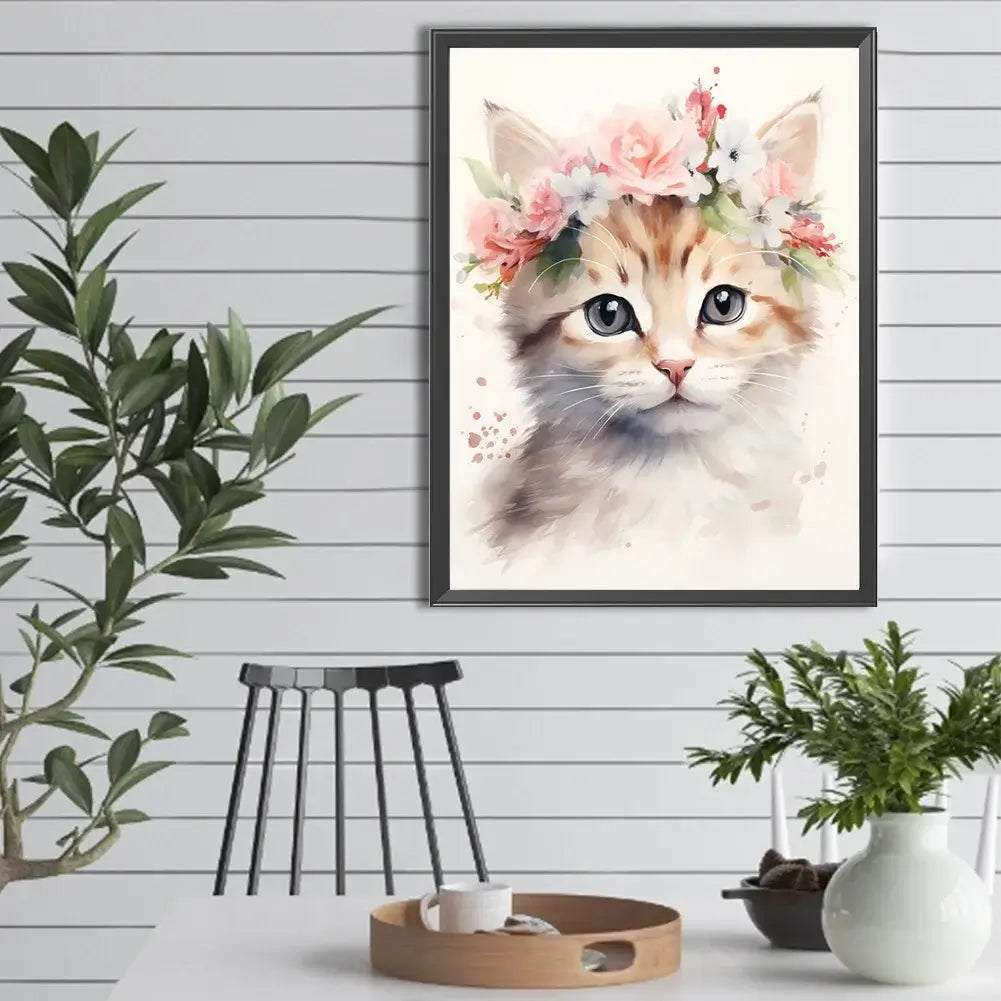 Cat With Flowers 5D DIY Diamond Painting