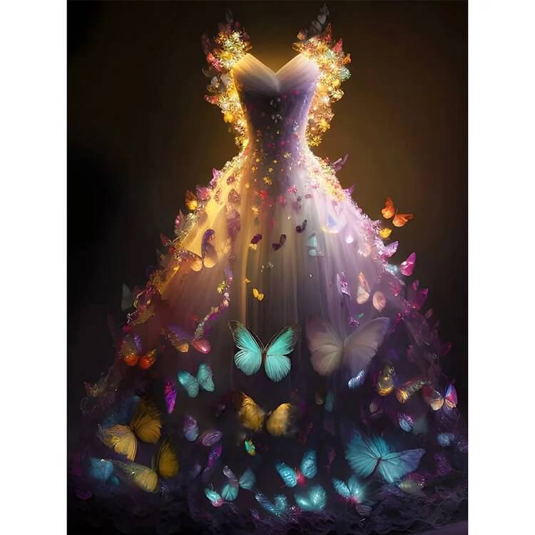 diy diamond embroidery butterfly wedding dress pattern