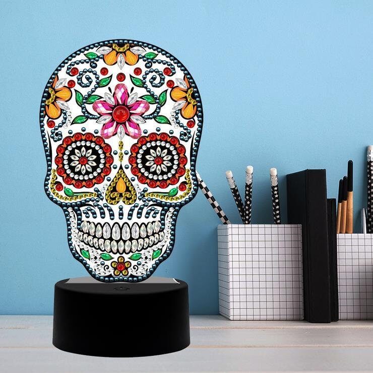 DIY Skull Diamond Painting Led Table Lamp Ornament