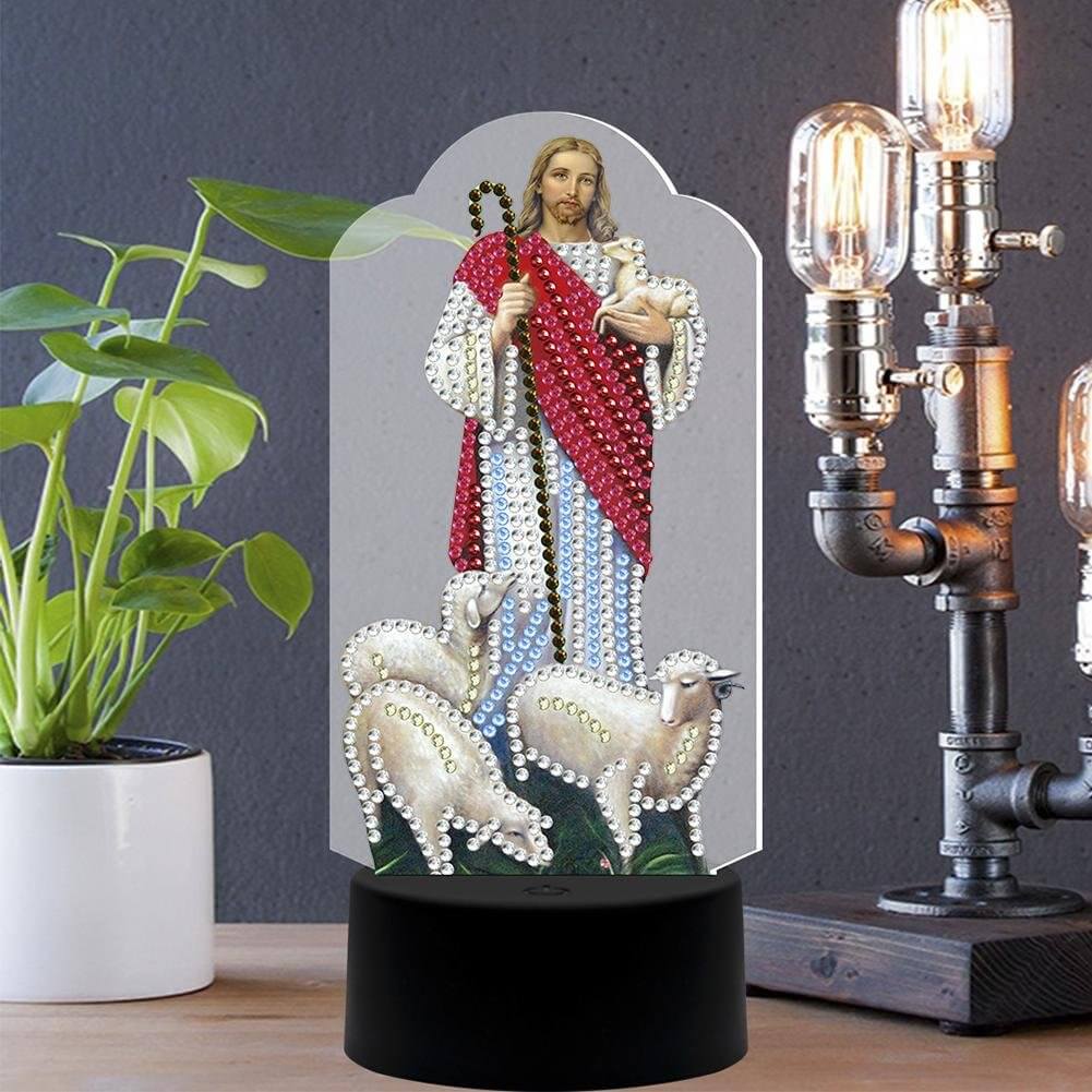 DIY Jesus Religion Diamond Painting Led Table Lamp Ornament Kit