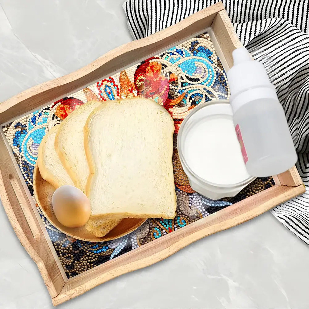 DIY Lion Diamond Painting Decor Wooden Food Tray  Kit