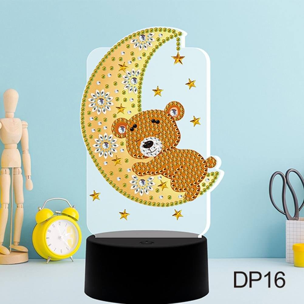 DIY Moon Bear Diamond Painting Led Table Lamp Ornament Kit