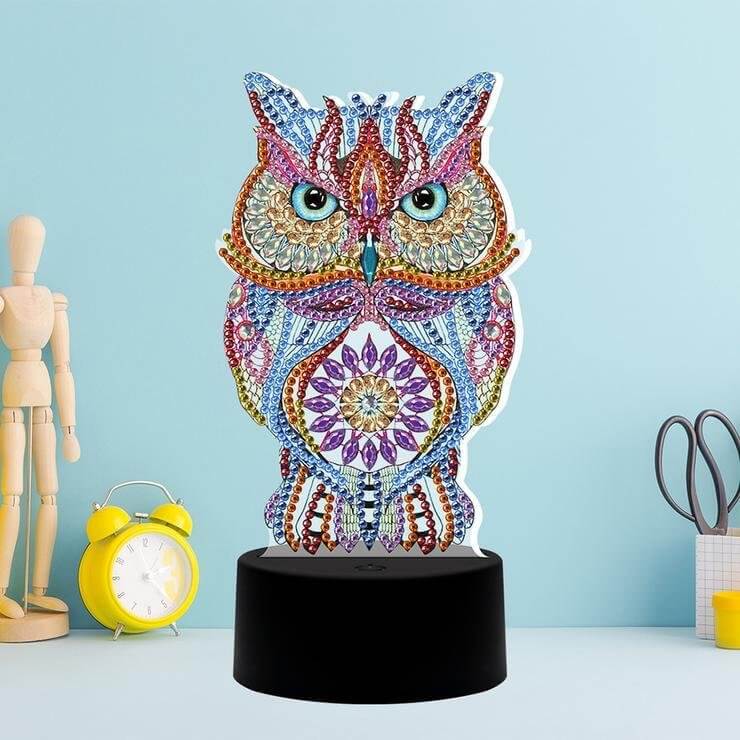 DIY Owl Diamond Painting Led Table Lamp Ornament