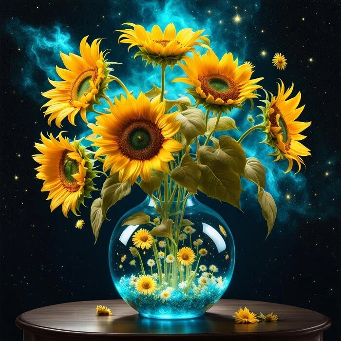 5D DIY Diamond Painting Kit - Full Round / Square - Sunflower Vase