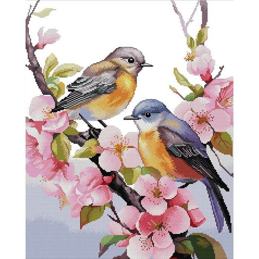 Two Birds On Branch 11ct Stamped Cross Stitch Kit