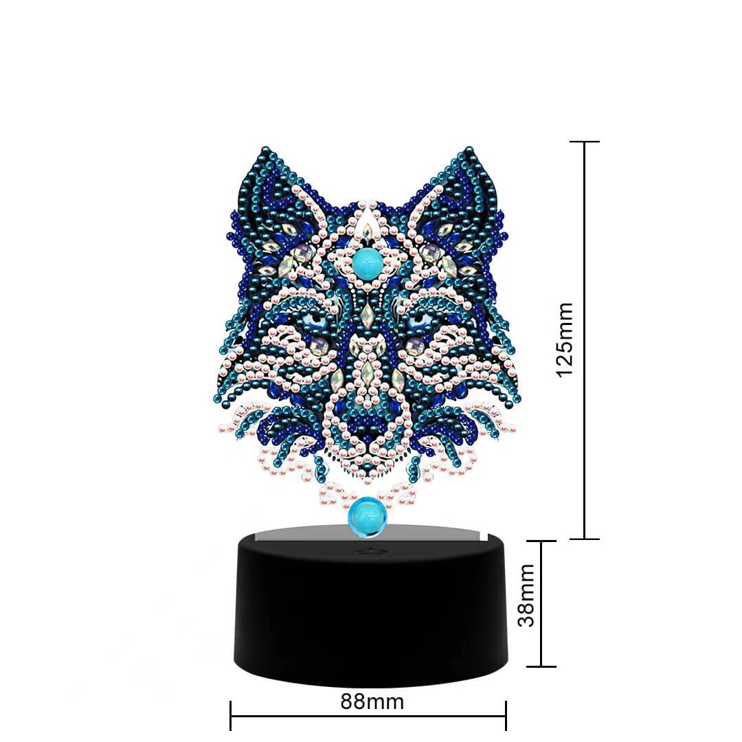 DIY Wolf Diamond Painting Led Table Lamp ornament size