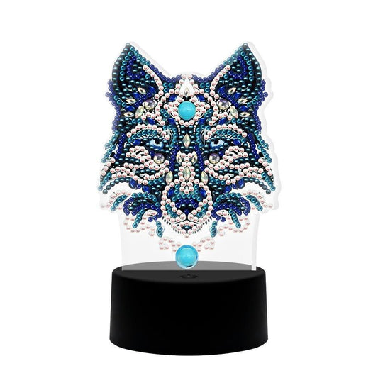 DIY Wolf Diamond Painting Led Table Lamp