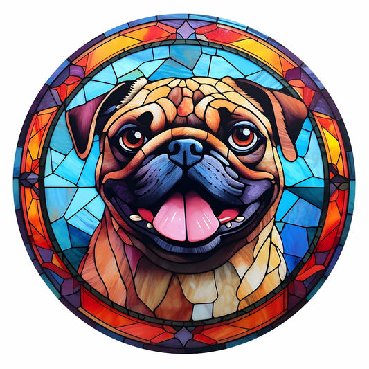 dog stained glass diamond dot art