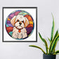 White Dog Stained Glass Diamond Painting