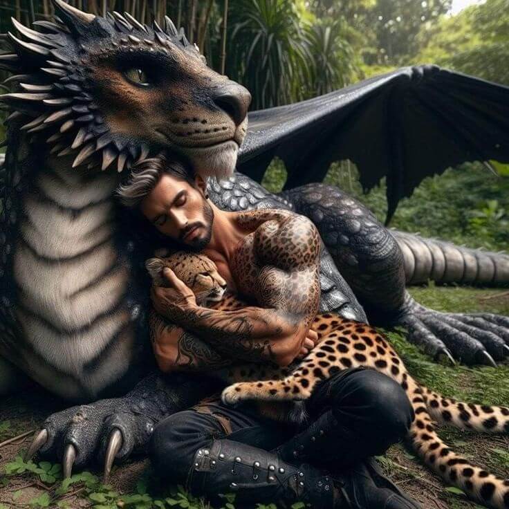 Dragon and Man Diamond Art