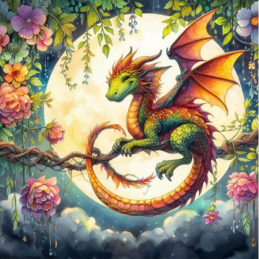 dragon on branch diamond painting