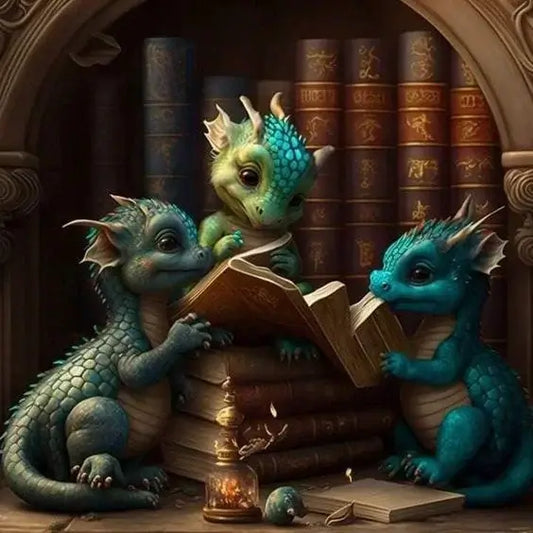 dragon reading diamond art kit