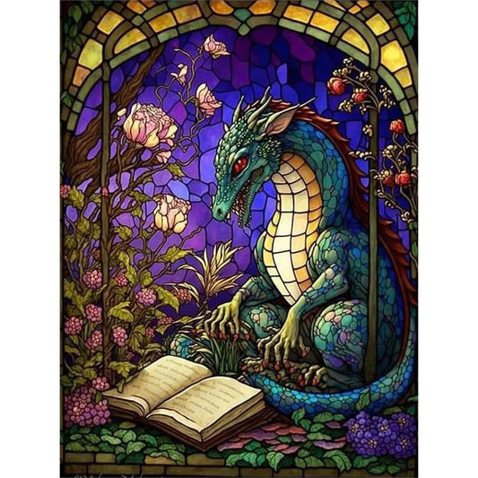 dragon stained glass diamond painting