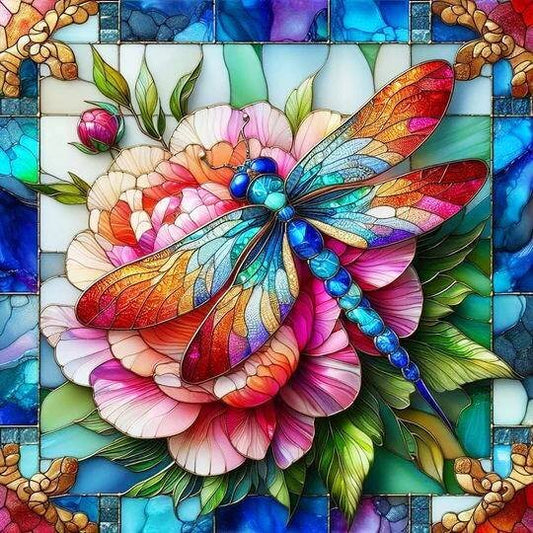 Dragonfly Stained Glass 5D DIY Diamond Painting 