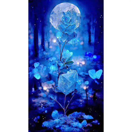 Big Size Diamond Painting - Full Round / Square - Blue Flower (40*70cm)